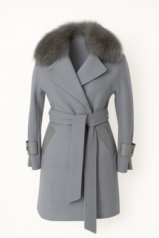 Kaschmir Mantel Damen mit Echtfellkragen