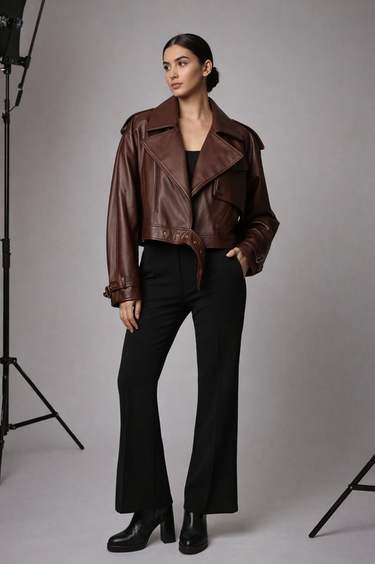 Bordeuax Damen Lederjacke