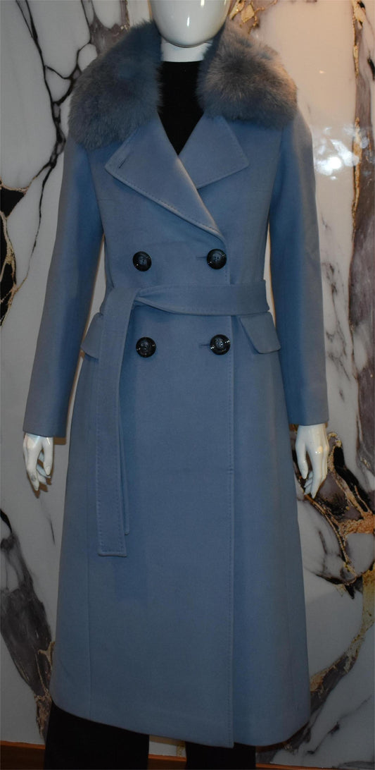 Luxus Kaschmir Mantel mit Echtpelz