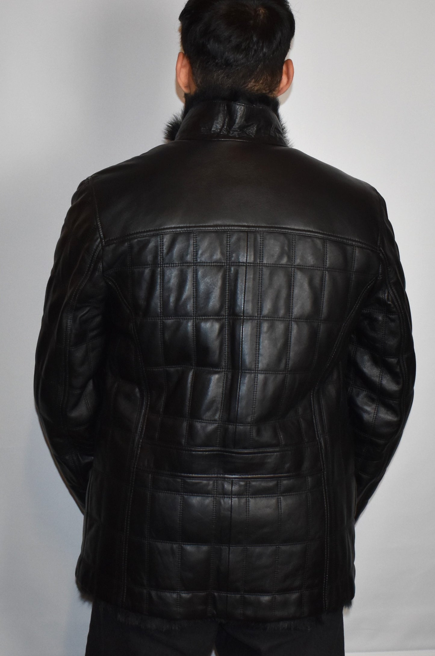 Herren Lammfelljacke/Steppjacke Lederjacke- Winterjacke mit Toskana Fell