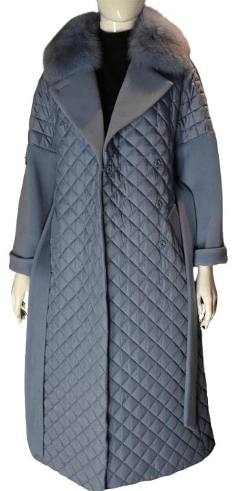 Luxus Damen Kaschmir Mantel mit Echtpelz