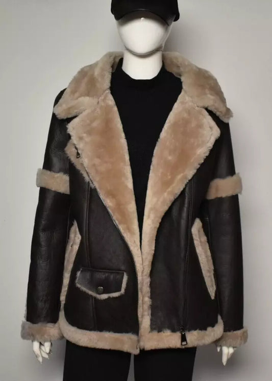 Damen Lammfelljacke Fliegerjacke