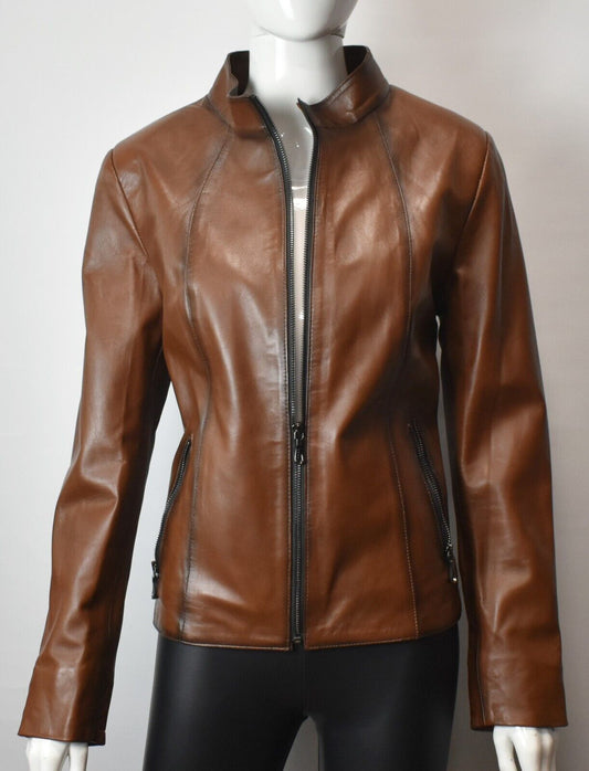 Damen Lederjacke Braun