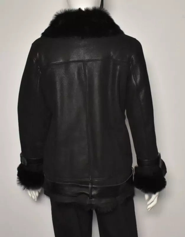 Damen echte Lammfelljacke Fliegerjacke