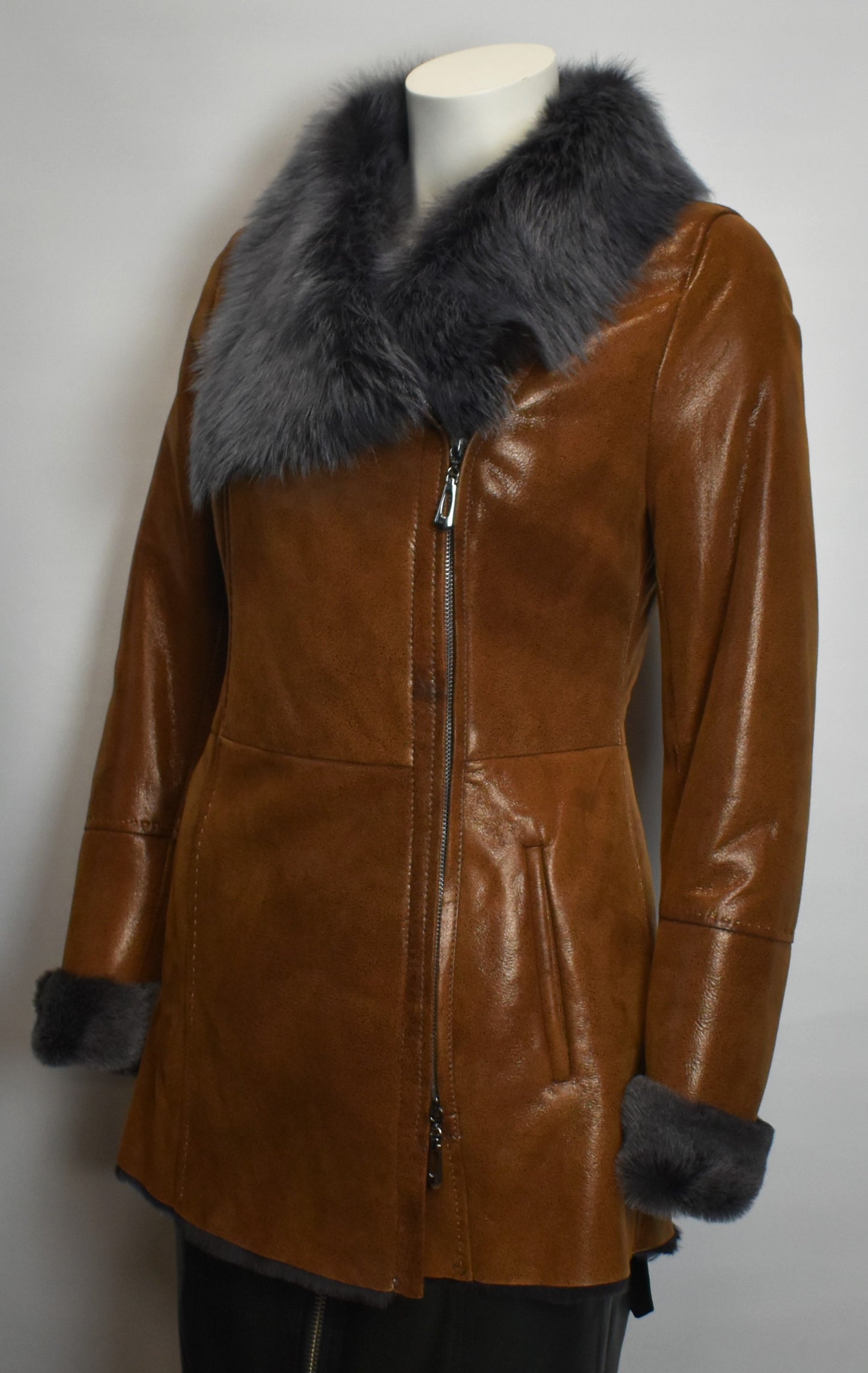 Luxus Designer Lammfelljacke mit Toskana Fell