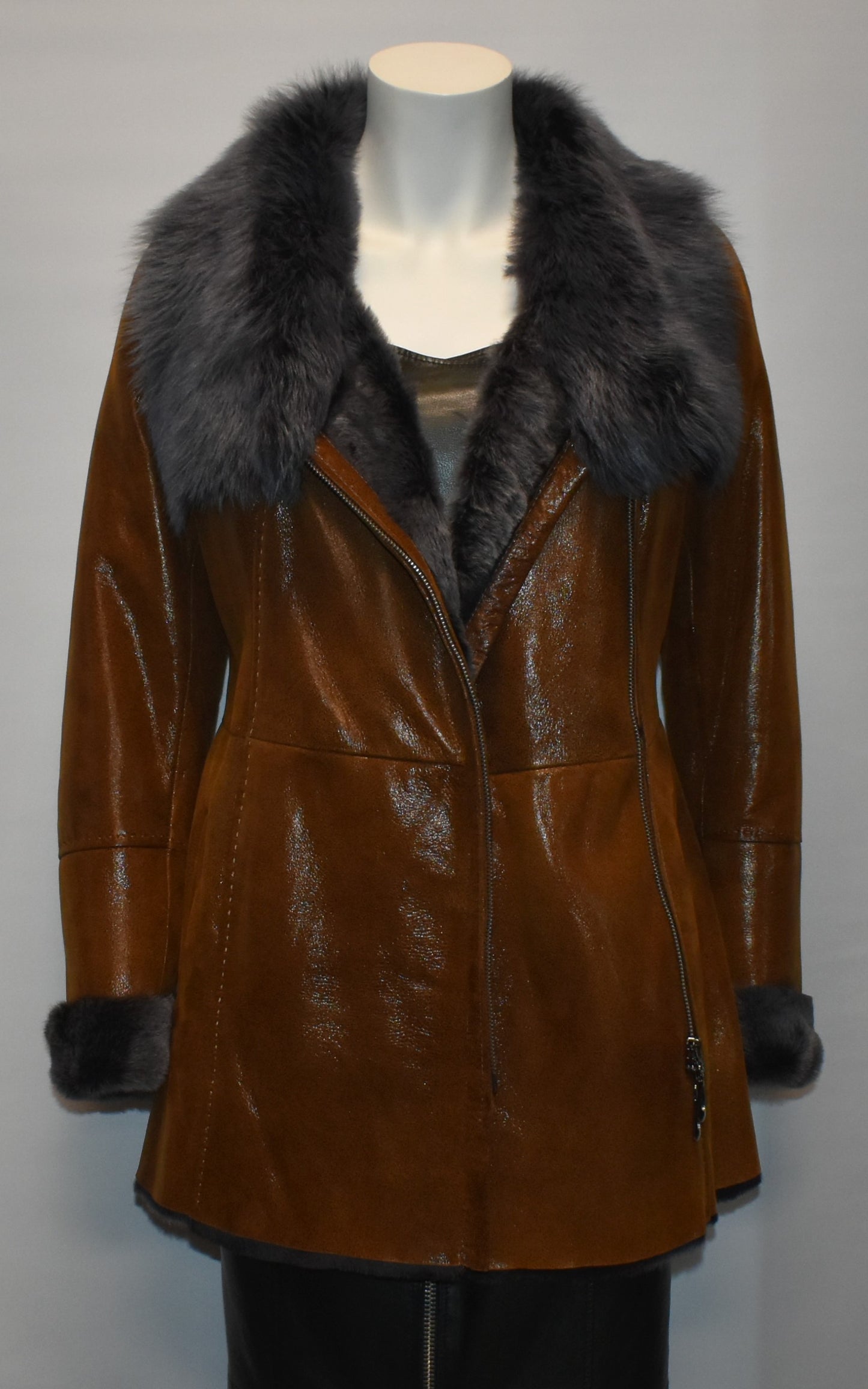 Luxus Designer Lammfelljacke mit Toskana Fell