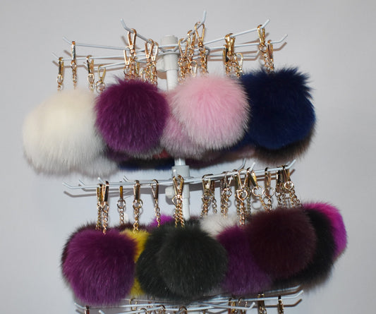 Echtfell Bommel Schlüssel-Taschenanhänger echtes Fuchspelz