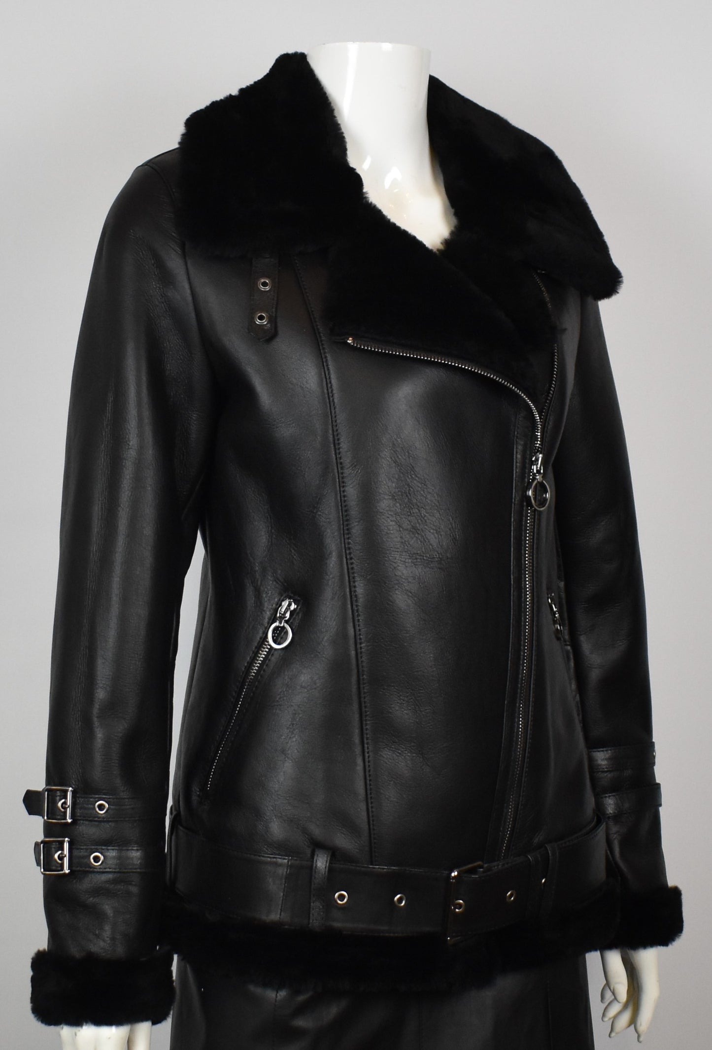Damen echte Lammfelljacke Fliegerjacke