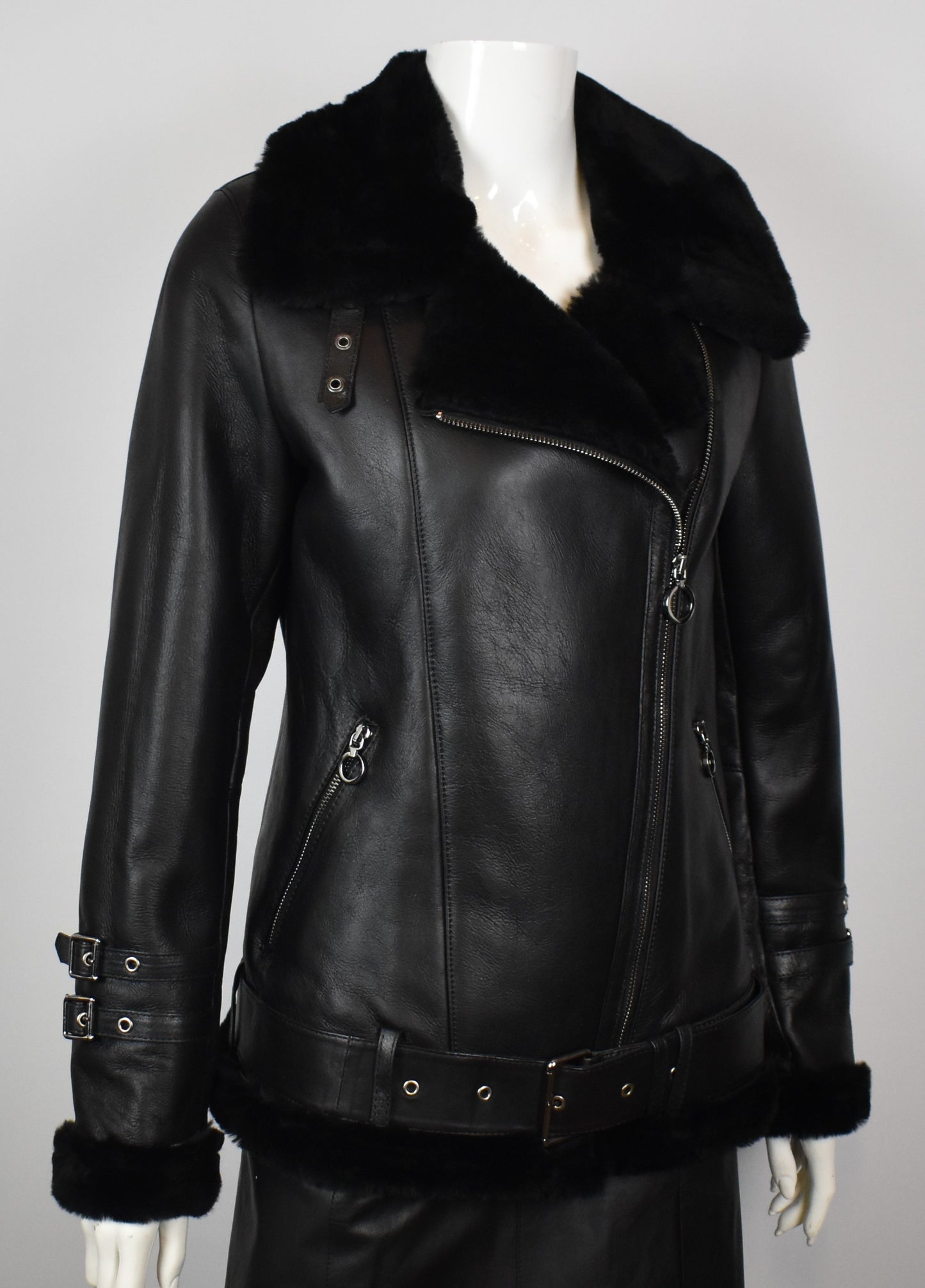 Damen echte Lammfelljacke Fliegerjacke