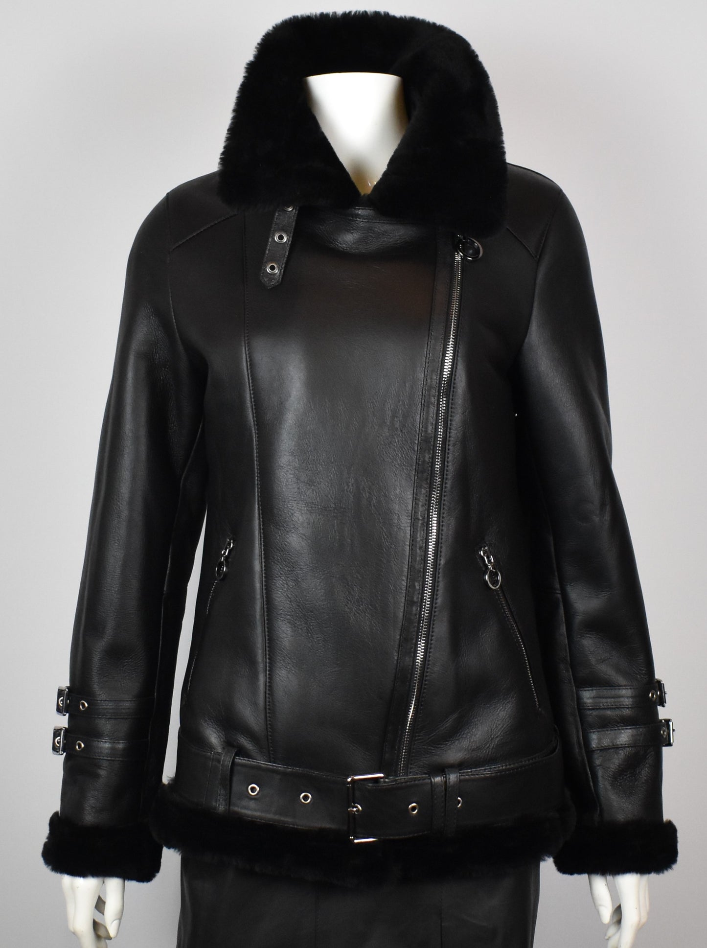 Damen echte Lammfelljacke Fliegerjacke