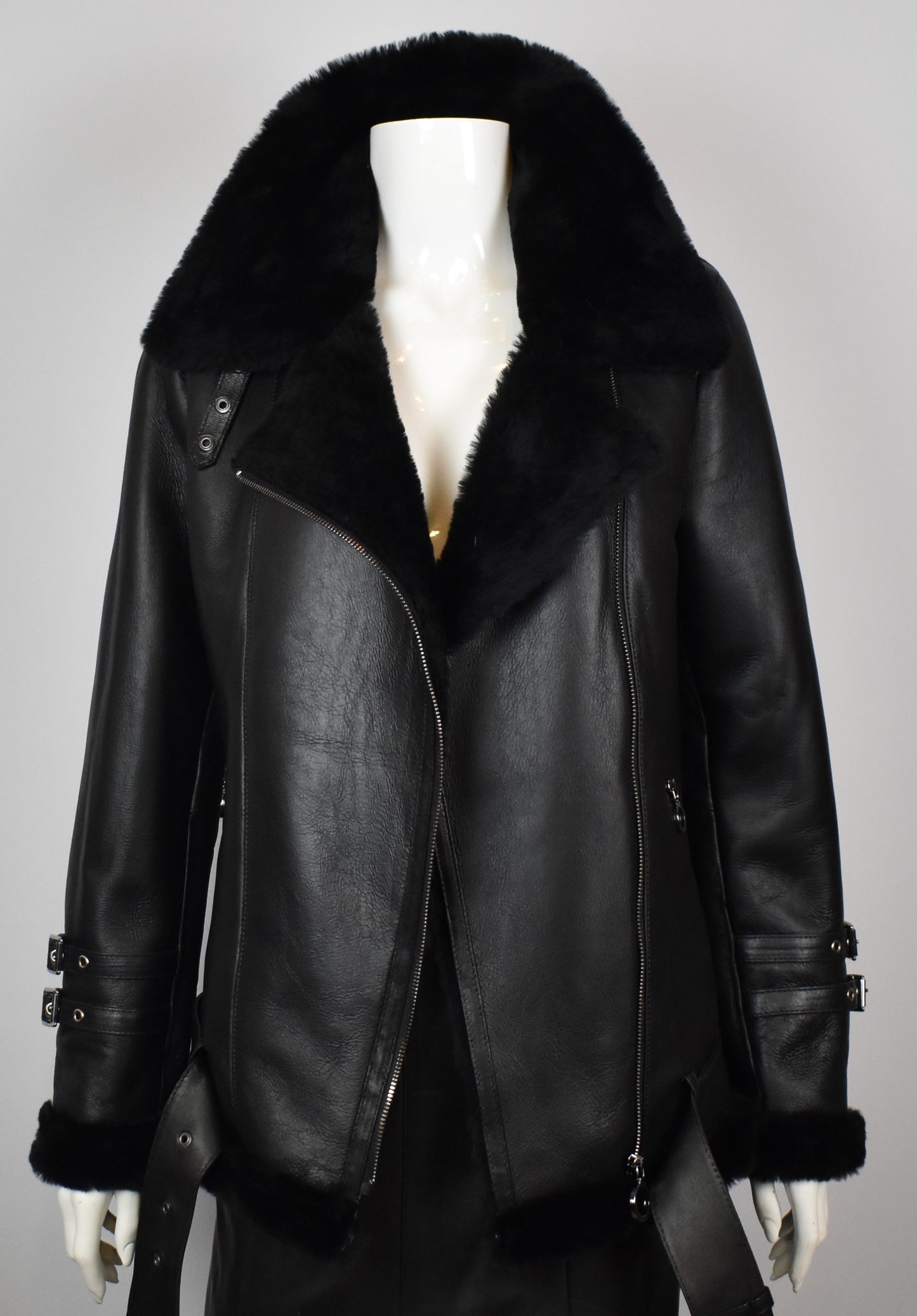 Damen echte Lammfelljacke Fliegerjacke