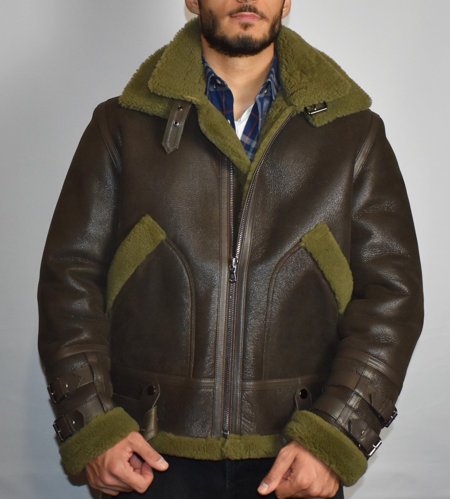 Echte Lammfelljacke Pilotenjacke Fliegerjacke