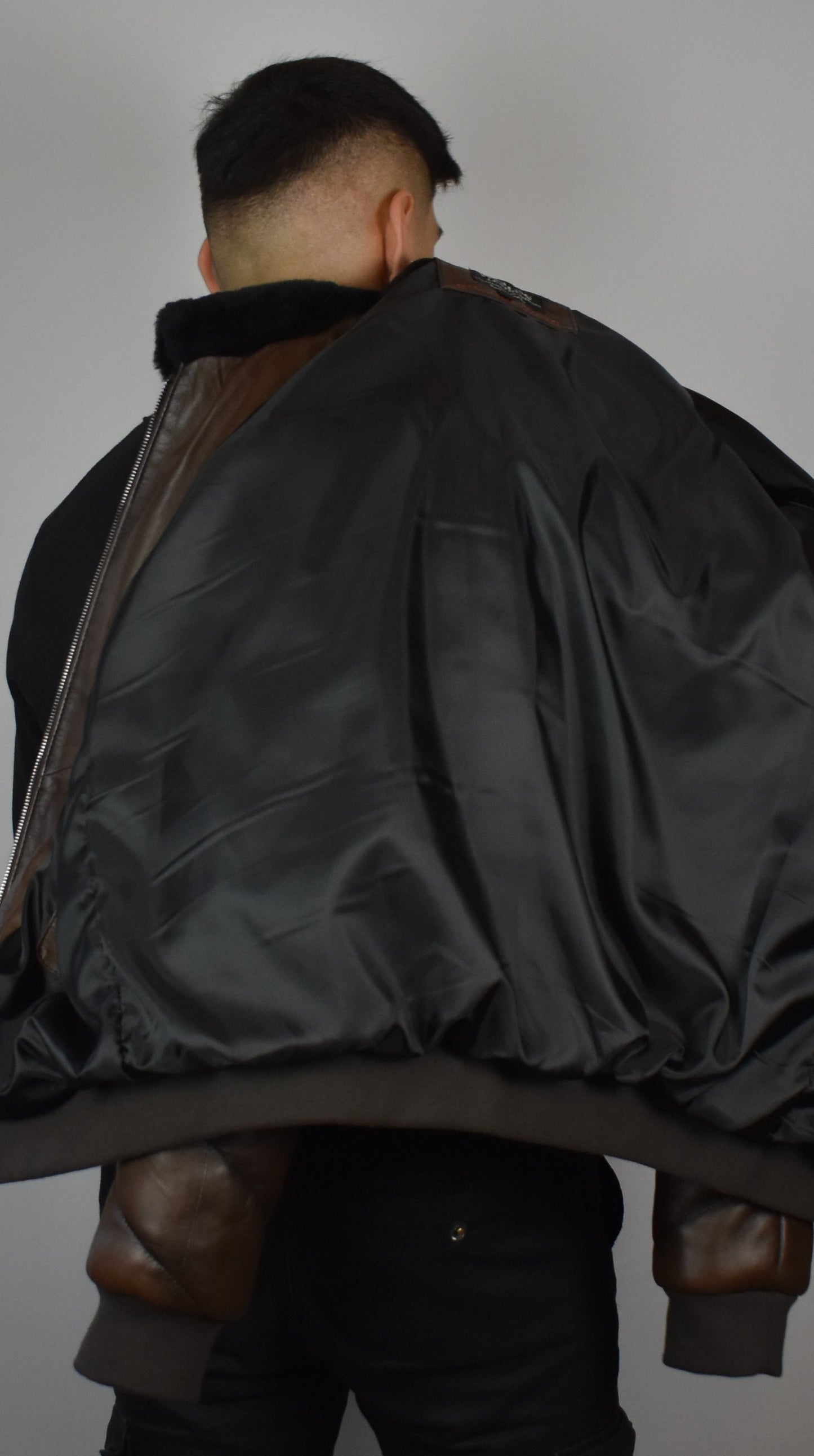 Lederjacke/ Steppjacke mit Lammfell Kragen