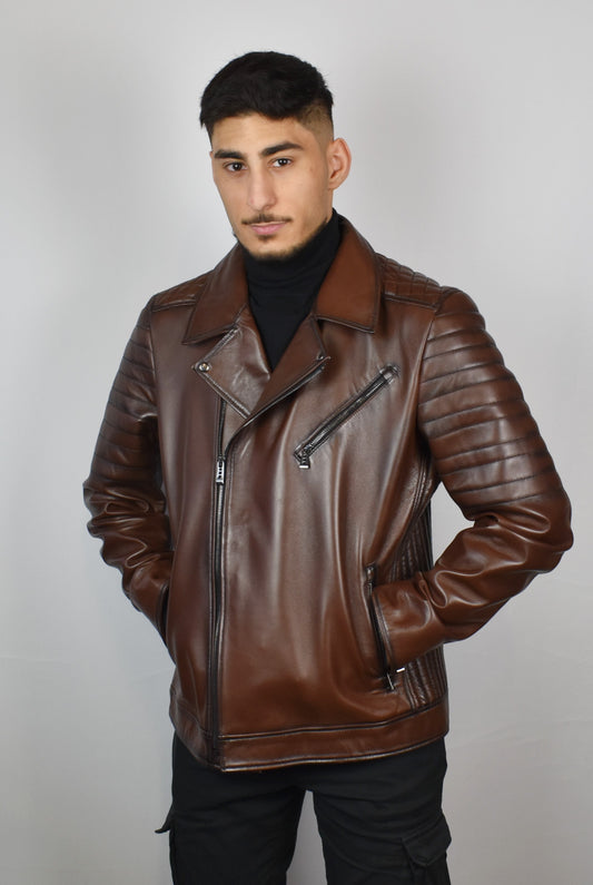 Stylische Herren Lederjacke Bikerjacke