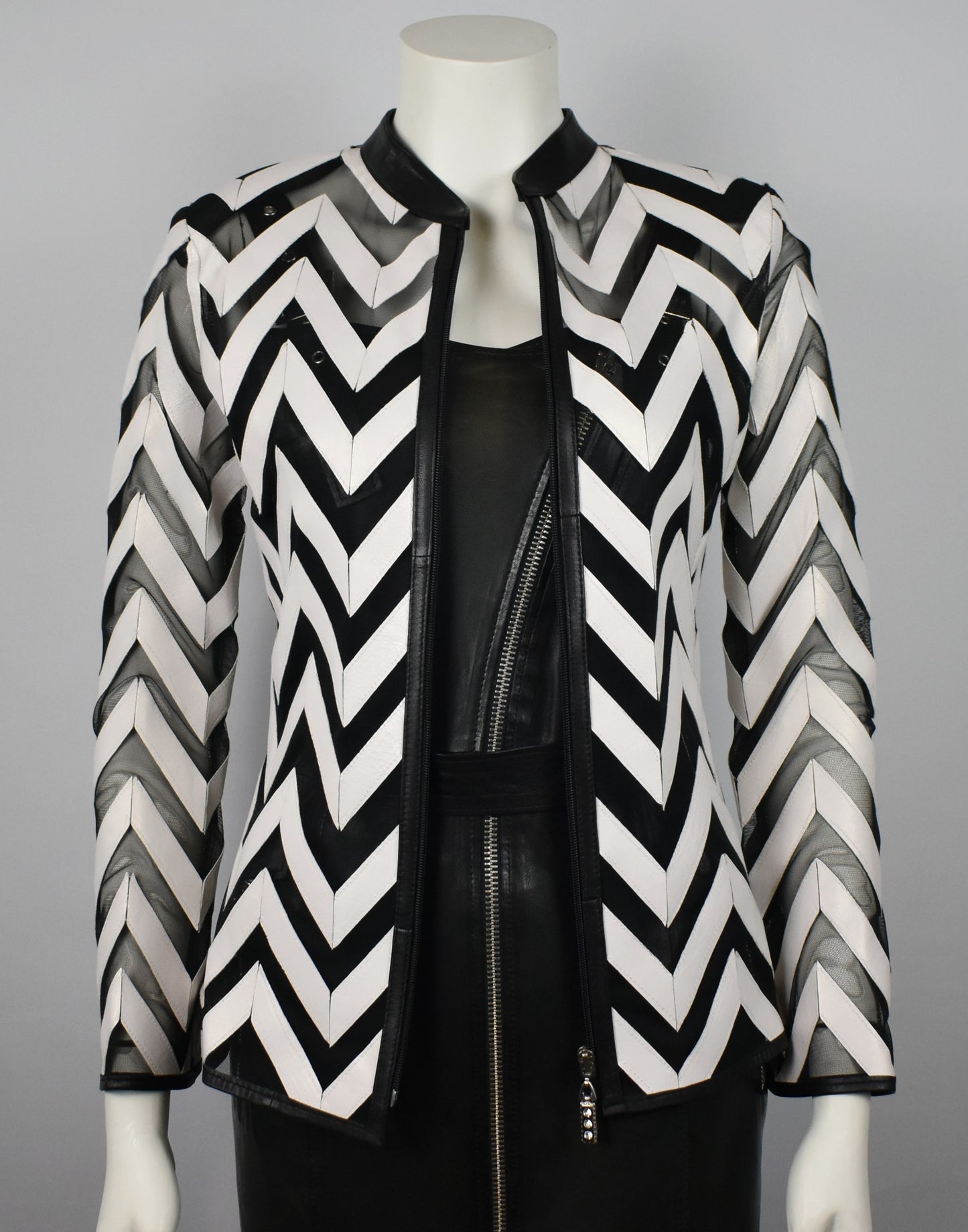 Designer Damen Lederblazer Bluse