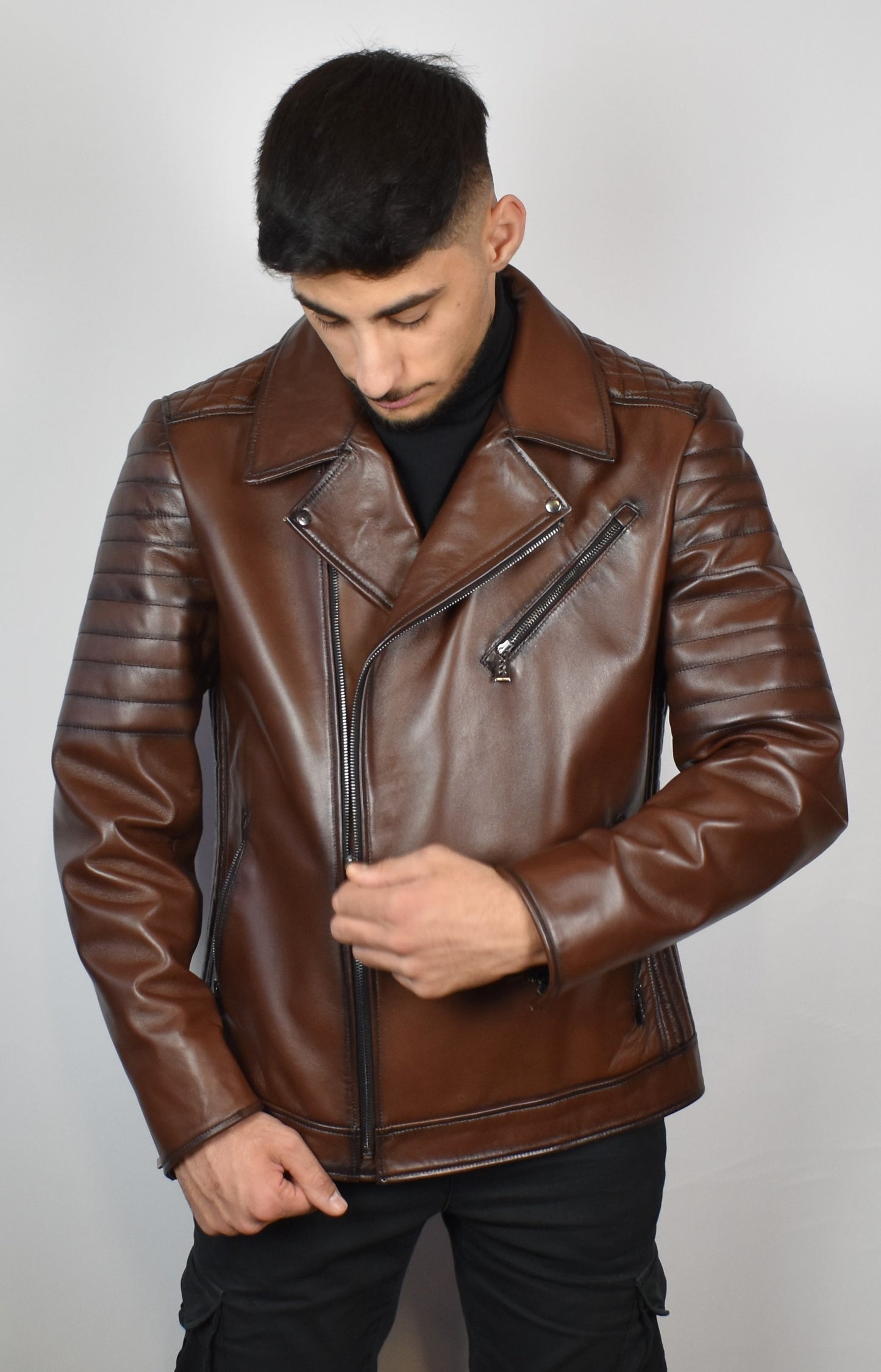 Stylische Herren Lederjacke Bikerjacke