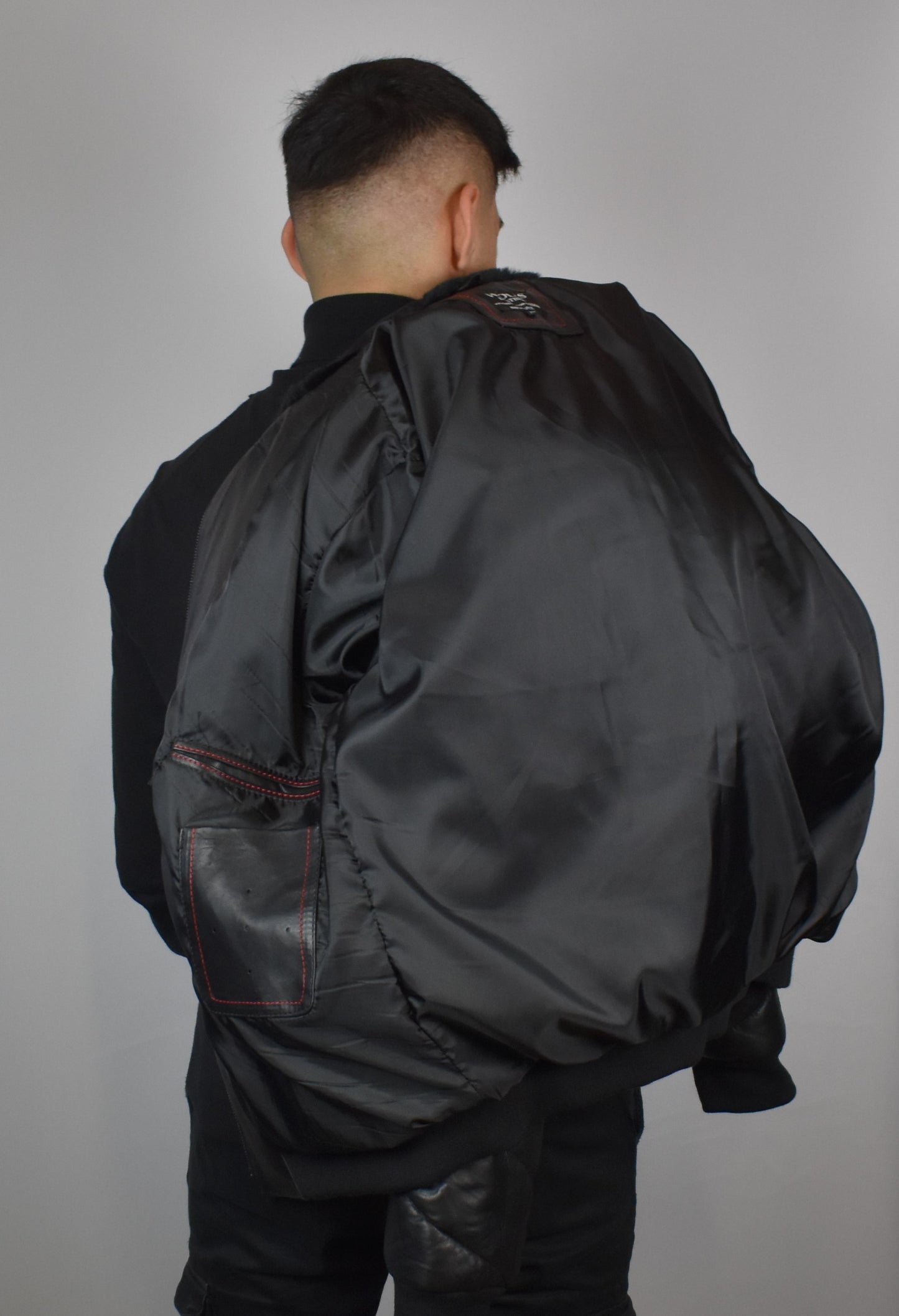 Lederjacke/ Steppjacke mit Lammfell Kragen