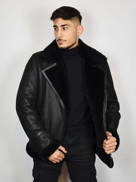 Herren Pilotenjacke Fliegerjacke echte Lammfelljacke