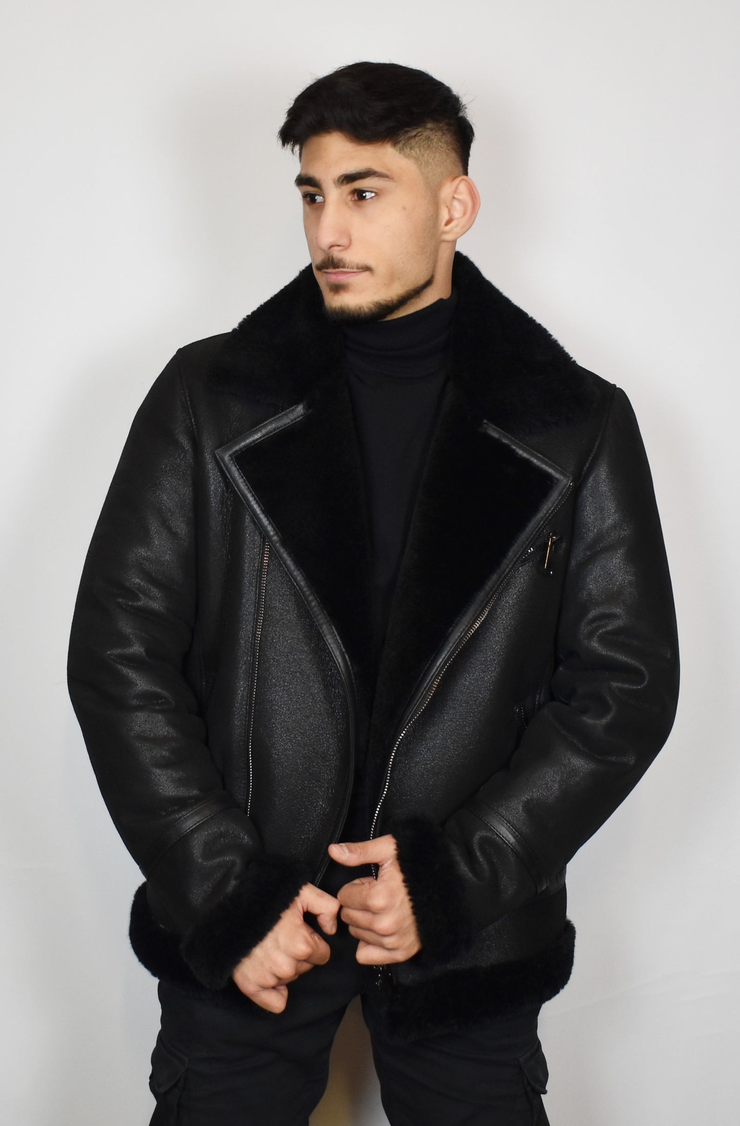 Herren Pilotenjacke Fliegerjacke echte Lammfelljacke