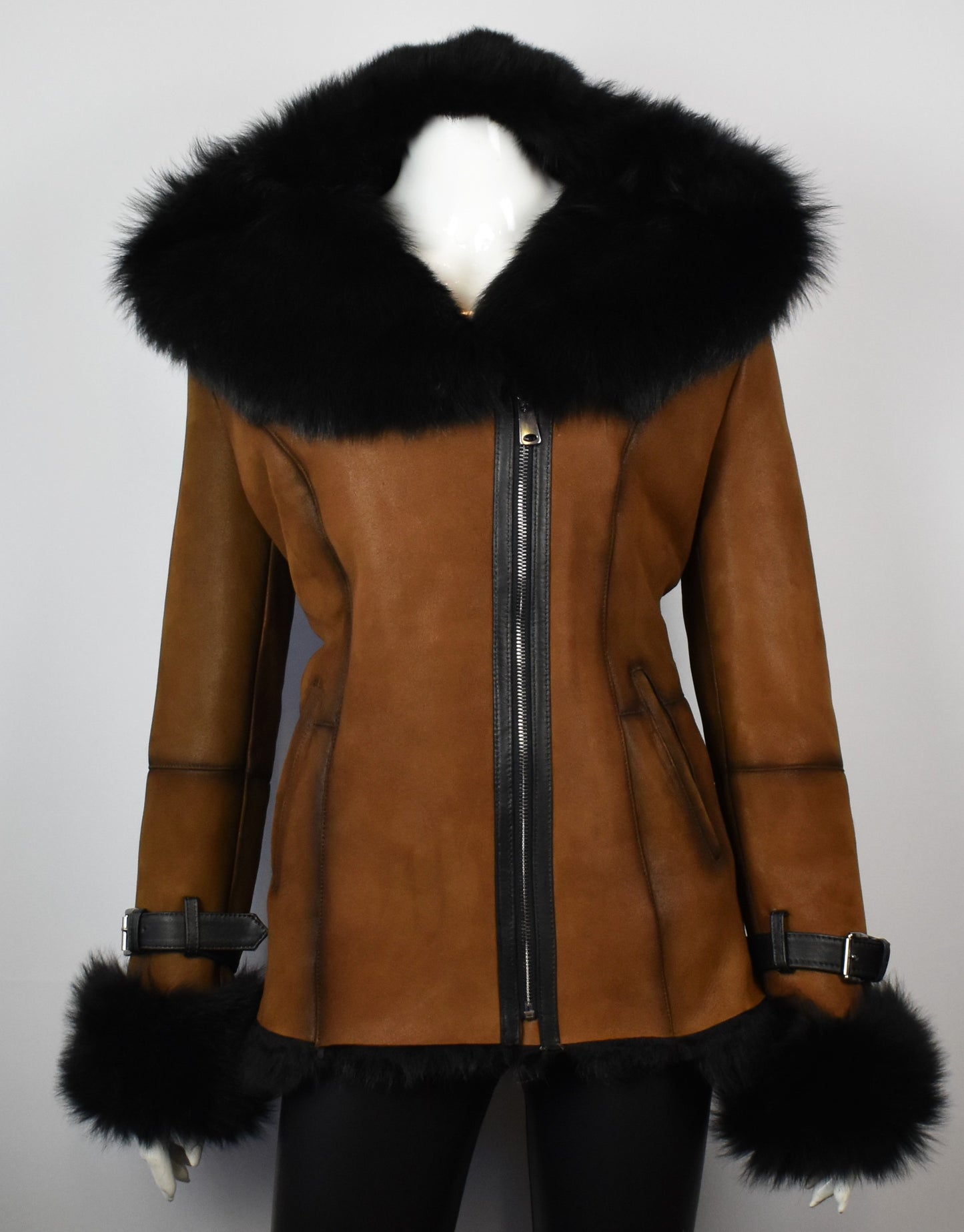 Designer Lammfelljacke mit echtem Toskana Fell Kapuze