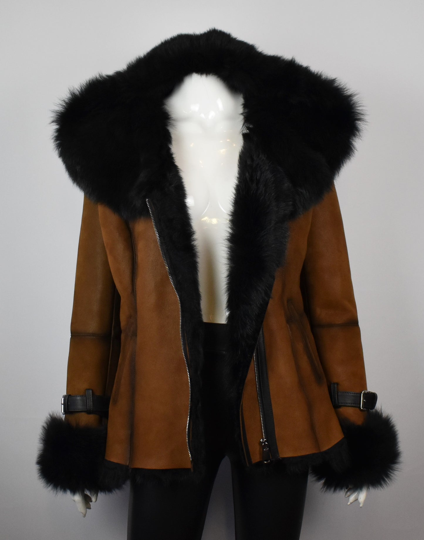 Designer Lammfelljacke mit echtem Toskana Fell Kapuze