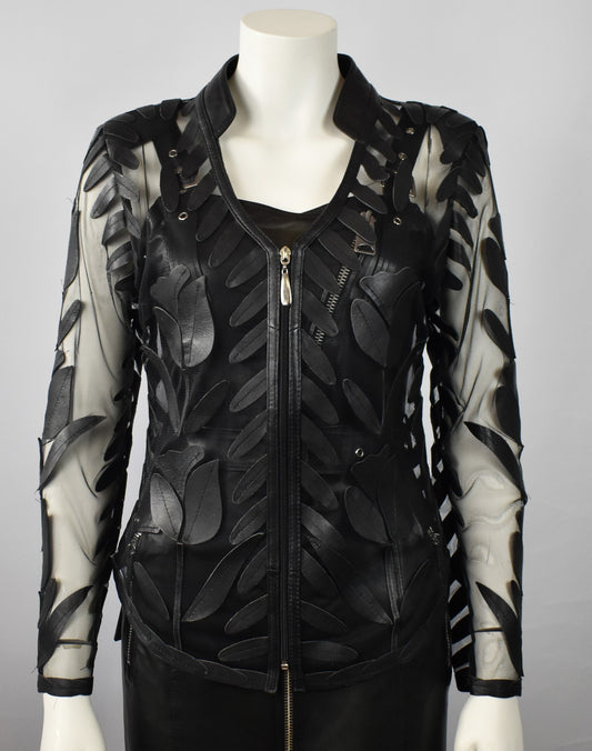 Designer Damen Lederblazer Bluse