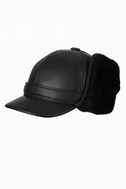 Herren Lammfellmütze mit Nackenschutz