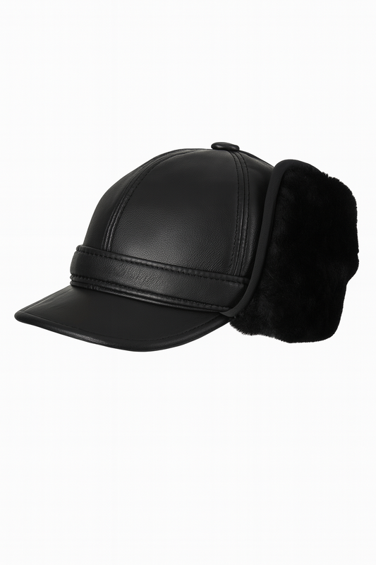 Herren Lammfellmütze mit Nackenschutz