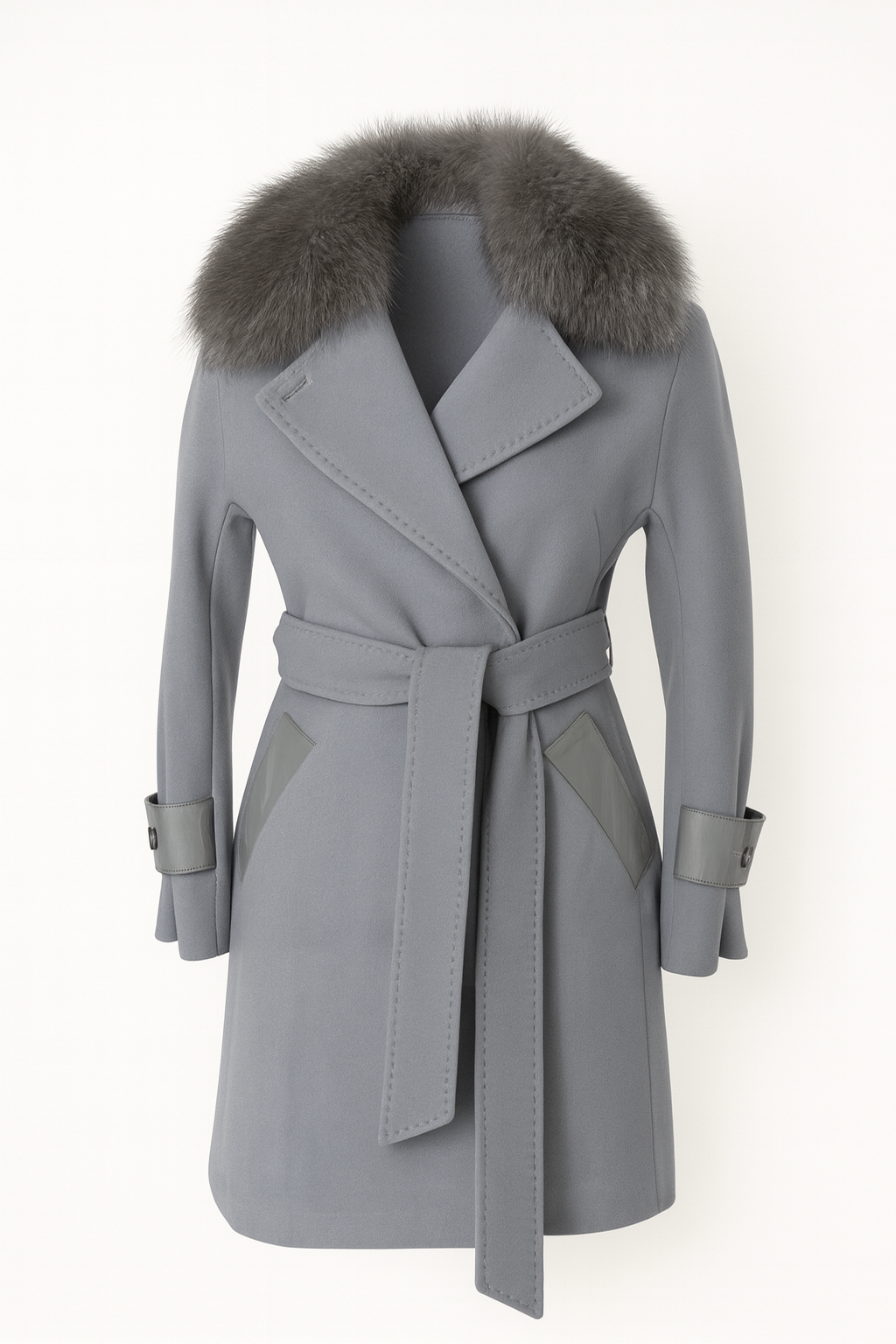 Kaschmir Mantel Damen mit Echtfellkragen