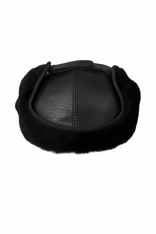 Herren Lammfellmütze mit Nackenschutz