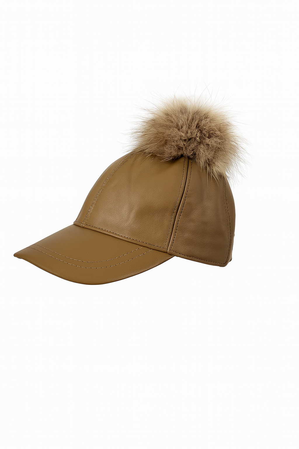 Leder Cap Damen Basecap Echtleder mit Bommel