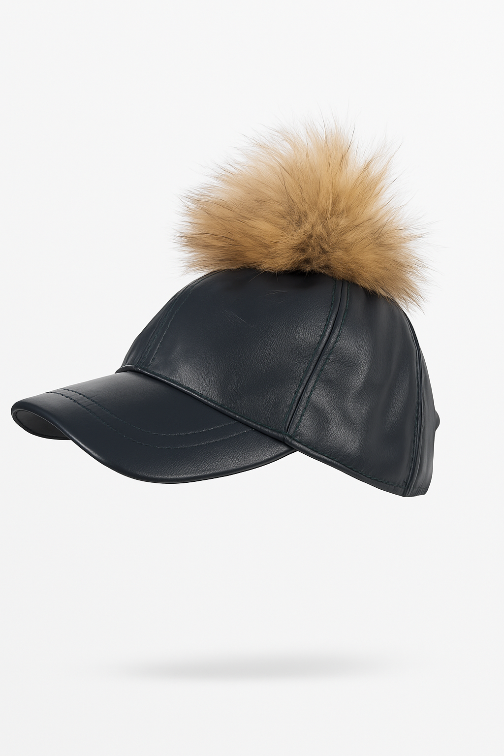 Leder Cap Damen Basecap Echtleder mit Bommel