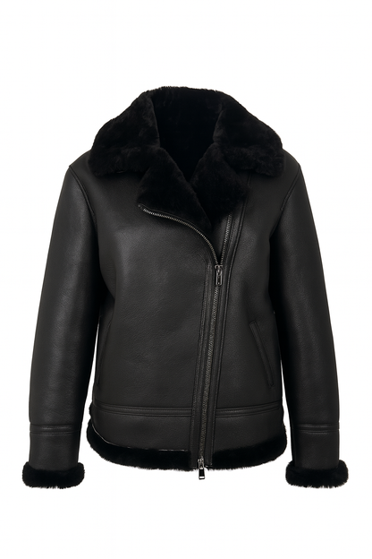 Herren Lammfelljacke Pilotenjacke Fliegerjacke