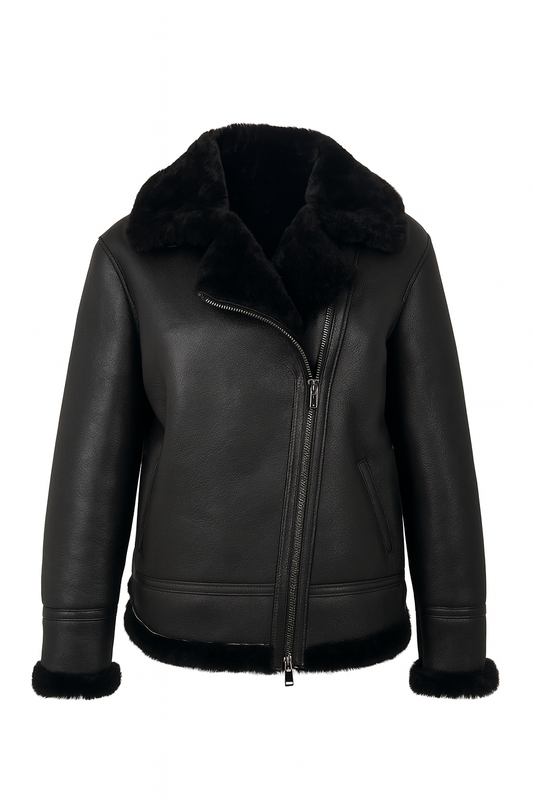 Herren Lammfelljacke Pilotenjacke Fliegerjacke