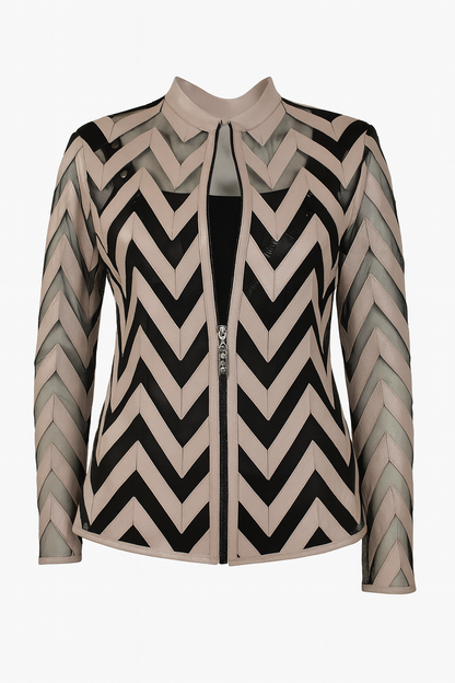 Designer Damen Lederblazer Bluse
