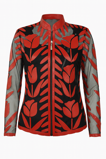 Designer Damen Lederblazer Bluse