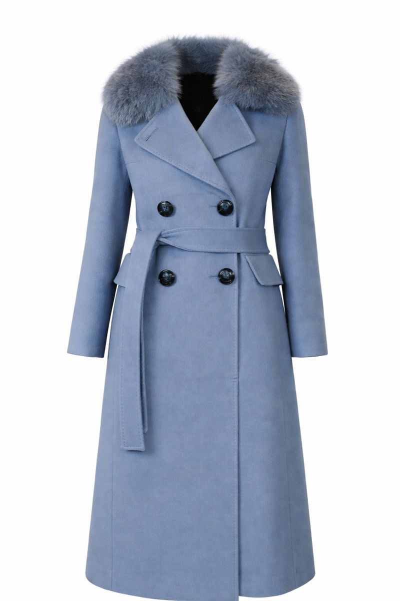 Luxus Kaschmir Mantel mit Echtpelz