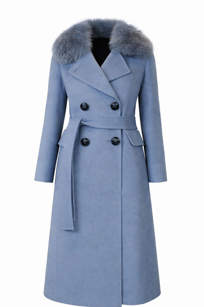 Luxus Kaschmir Mantel mit Echtpelz