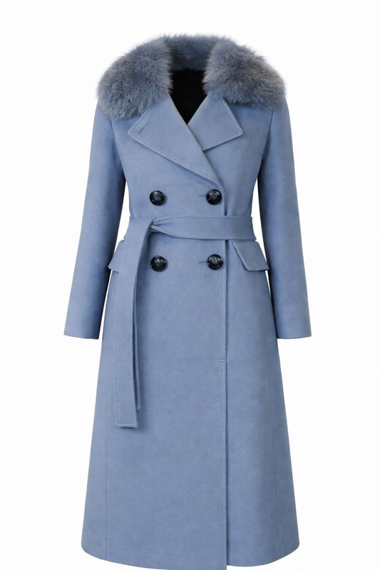 Luxus Kaschmir Mantel mit Echtpelz