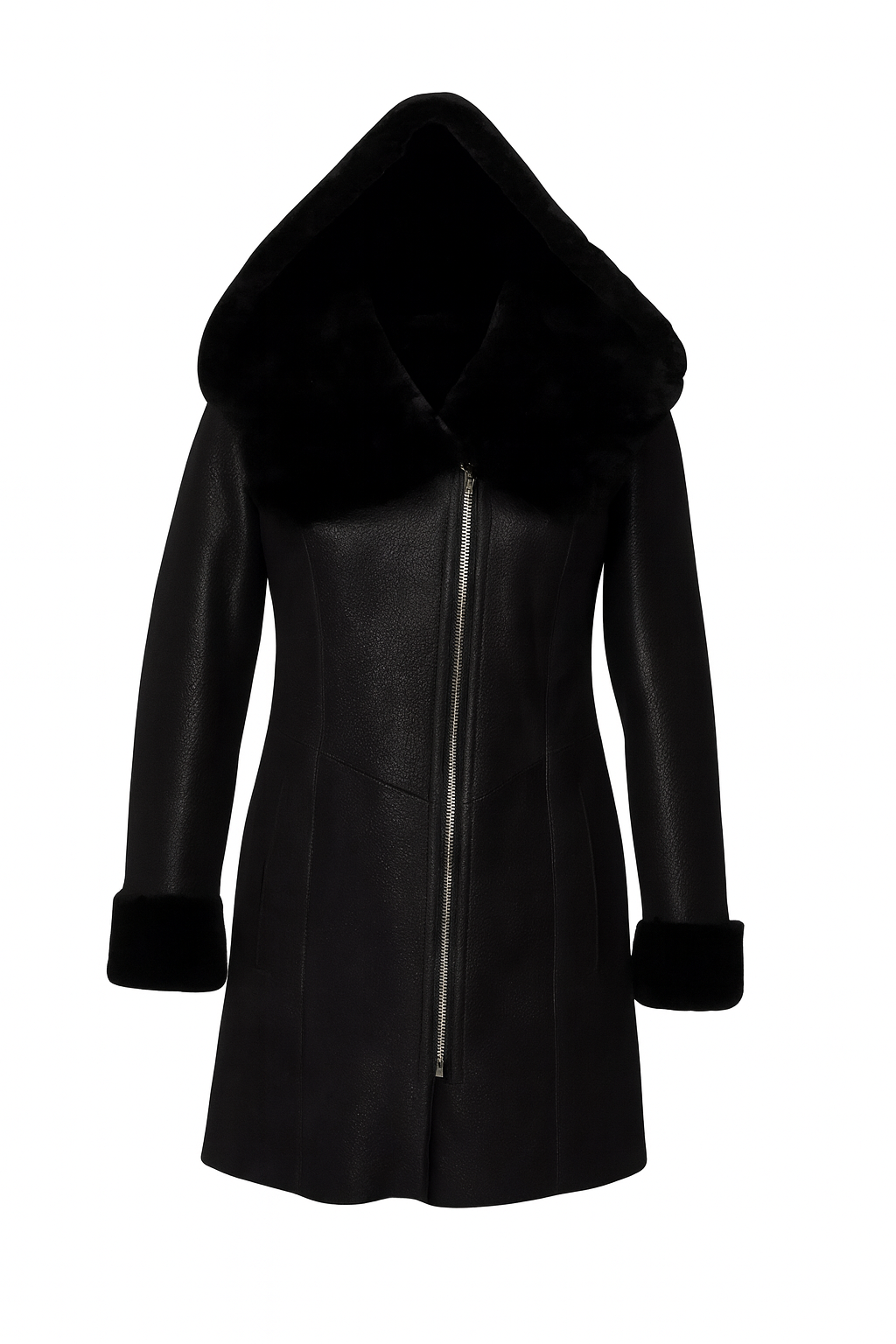 Luxus Damen Lammfellmantel Kapuzenmantel