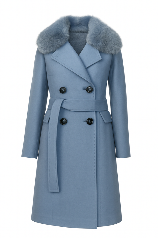 Luxus Kaschmir Mantel mit Echtpelz