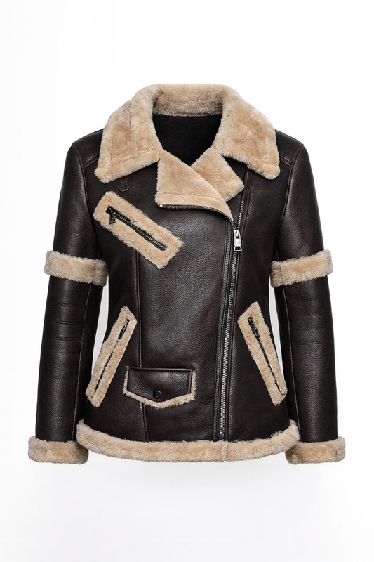 Damen Lammfelljacke Fliegerjacke