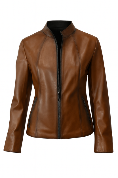 Damen Lederjacke Braun