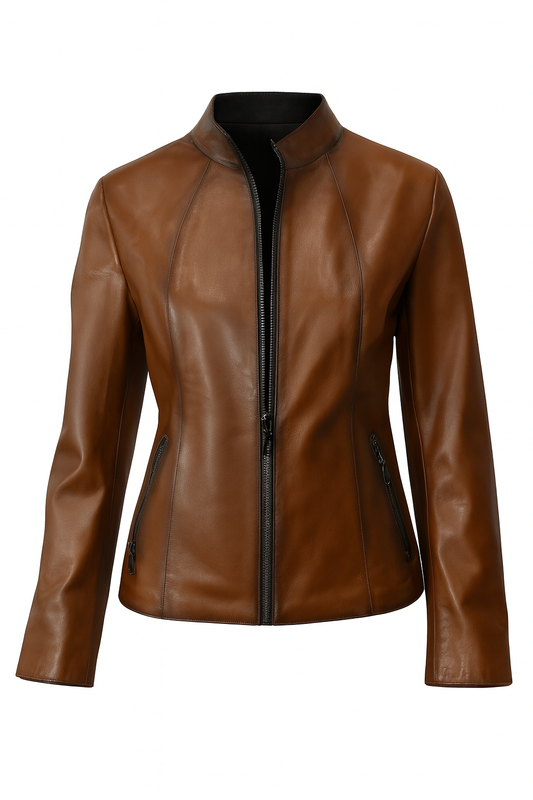 Damen Lederjacke Braun