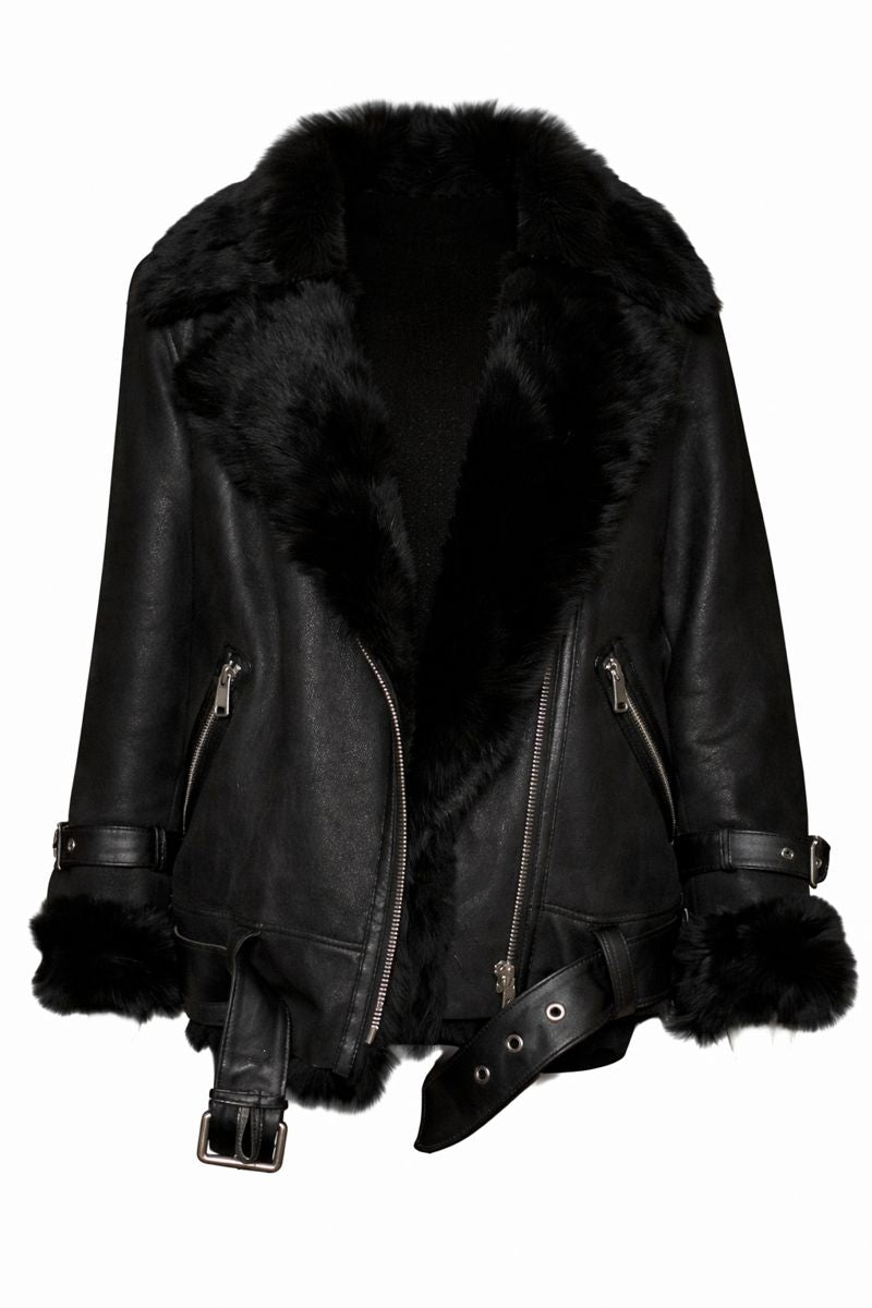 Damen Lammfelljacke Fliegerjacke