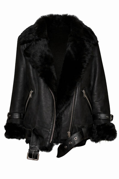 Damen Lammfelljacke Fliegerjacke