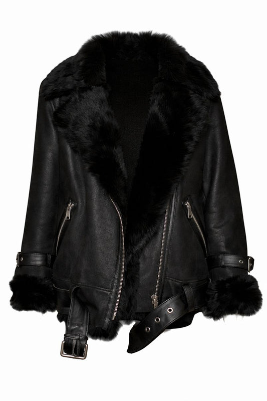 Damen Lammfelljacke Fliegerjacke