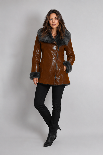 Luxus Design Lammfelljacke mit Toskana Fell