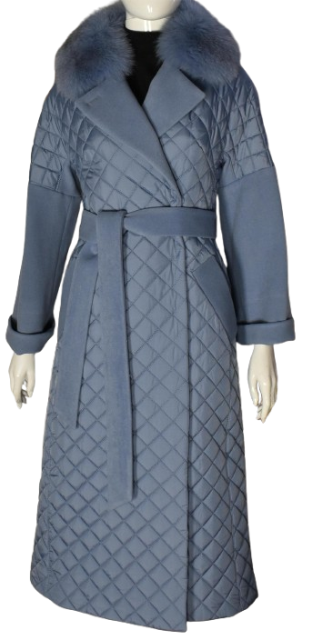 Luxus Damen  Kaschmir Mantel mit Echtpelz