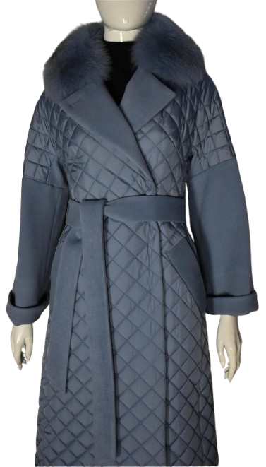 Luxus Damen  Kaschmir Mantel mit Echtpelz